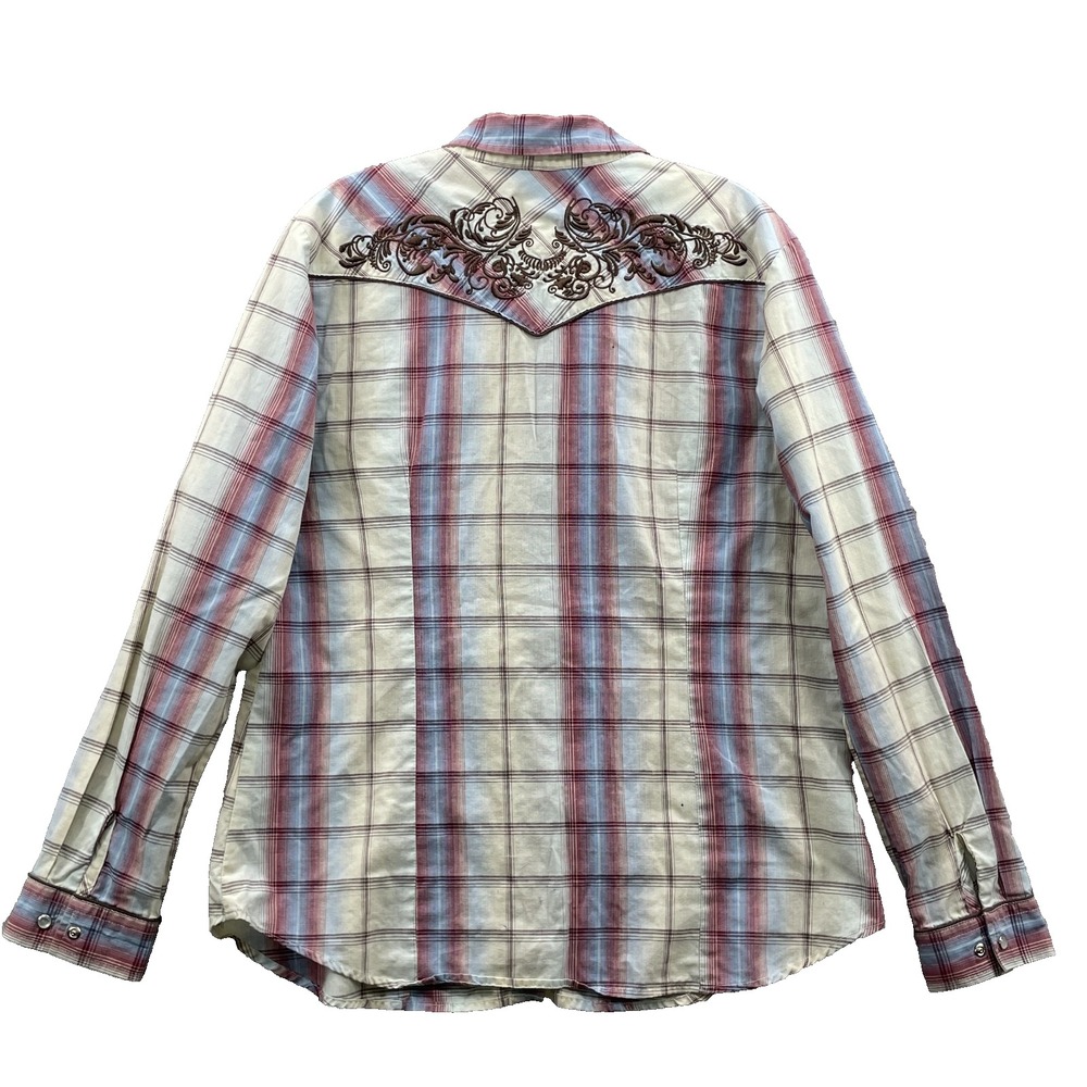 Roper Pearl Snap Western Shirt Womens Large Embroidered Cowgirl Rodeo Y2k Riding